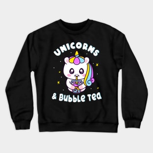 Unicorns And Bubble Tea Chibi Cute Unicorn Crewneck Sweatshirt